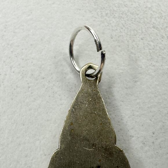 Vintage Alpaca Mexico Silver Tone Abalone Shell Inlay Upcycled Pendant - Picture 7 of 9